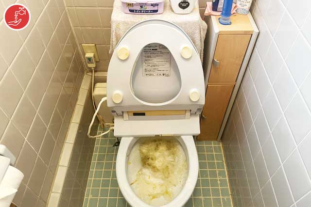 トイレつまりローポンプ作業事例-堺市中区大野芝町