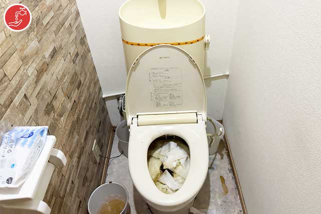 トイレつまりローポンプ作業事例-富田林市久野喜台